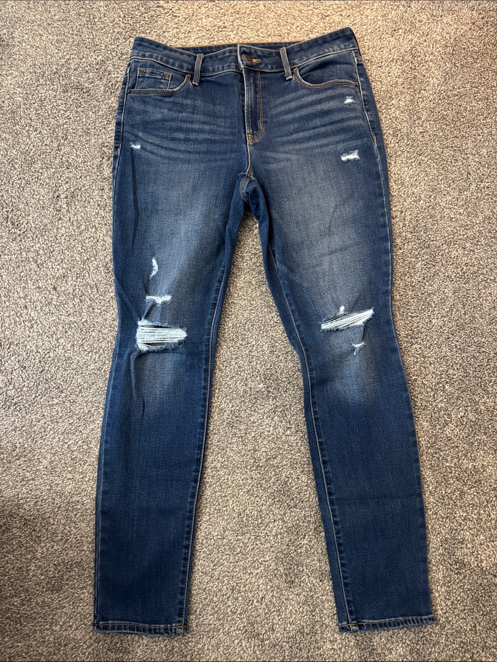 Old Navy Dark Blue Distressed Skinny Jeans